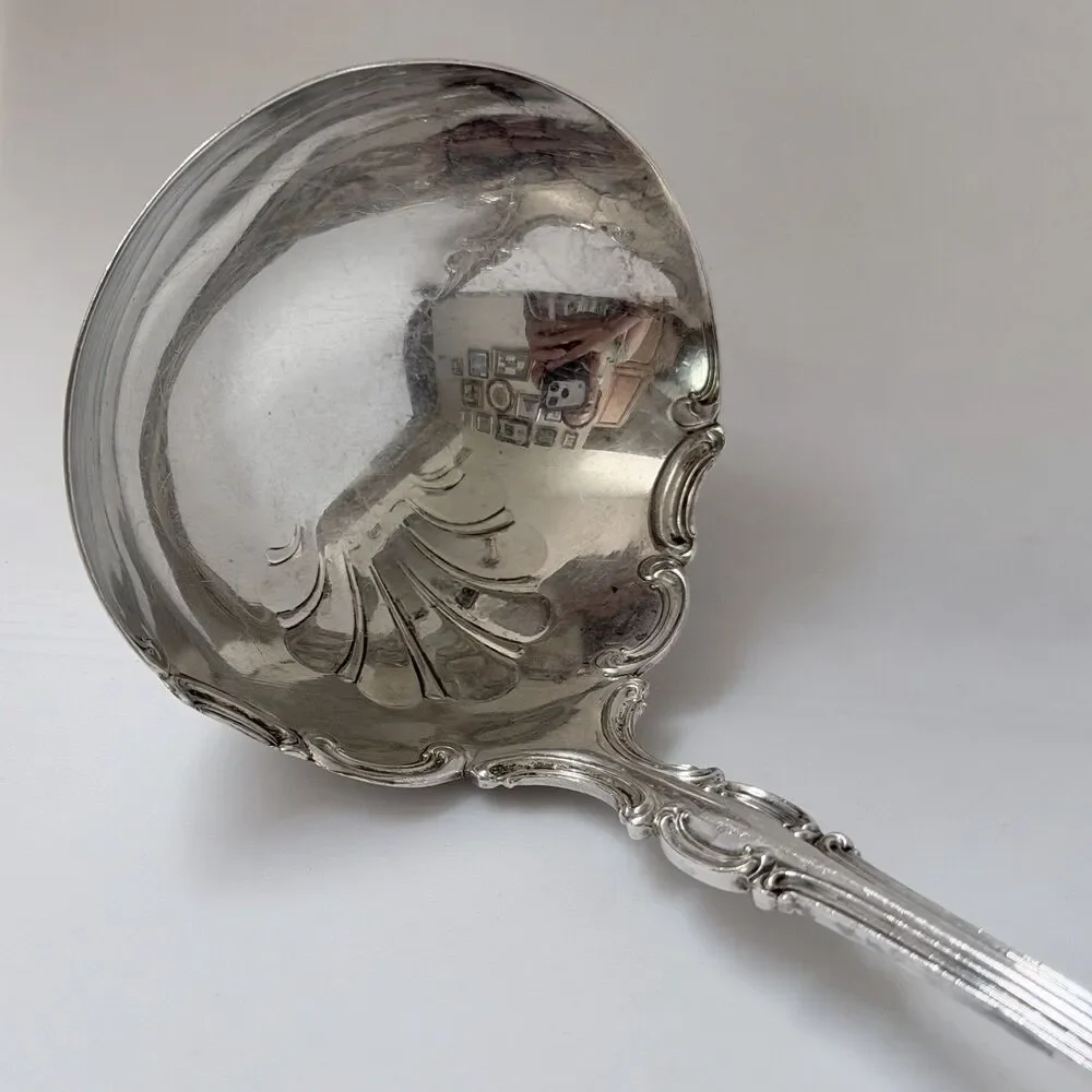 Antique 1835 R.Wallace Troy Silverplate 1902 Oyster Serving Ladle Solid 9 3/8”